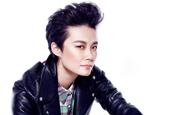 Chinese singer and actress Li Yuchun, right, poses with American